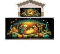 Wscwl Door Cover for Christmas - Religious Fluorescent Front Door Jesus Scene Backdrop | Porch Sign Photography Background,for Indoor Outdoor Home Winter Farmhouse Porch New Year