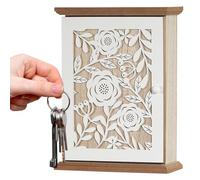 Wscwl Key Storage Box,Vintage Carving with 6 Hooks | Wall Mount Lock Box Key Organizer Hanger,for Small Items Jewelry Hallway Living Room Entryway Apartment Home Office