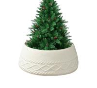 Wscwl Knit Christmas Tree Collar - Cream White Rustic Farmhouse Tree Skirt Alternative,Farmhouse Rustic Seasonal Festive Party Decorations for Offices Living Room Apartment Bedroom Entryway