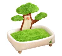Wscwl Small Cat Bed | Pine Tree Potted Cat Cave with Plush Ball and Scratching Pad,Washable Cot for Pet Car Indoor Winter Living Room Bedroom Bedside House