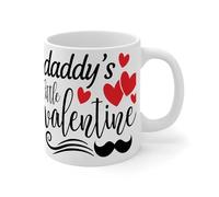WSDESDEC Daddy's Little Valentine Mug Ceramic Coffee Tea Cups Funny House Warming White Glossy Mug Mothers Day Graduation Gift for Christian Cousin 11oz