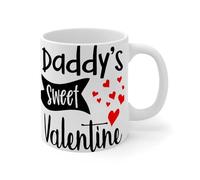 WSDESDEC Daddy's Sweet Valentine Coffee Mugs Ceramic Coffee Tea Cups Funny Office White Glossy Mug Birthday New Year Gift for Female Boys 11oz