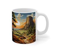WSDESDEC Devils Tower National Monuments Coffee Tea Mug Mountain Landscape Ceramic Coffee Cup Funny Restaurant White Glossy Mug Christmas Festival Gift for Mother in Law Unisex 11oz