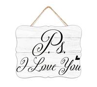 WSDESDEC Distressed Table Decor Wood Pallet Wall Plaque Sign Ps I Love You Vertical Wall Art Wood Plaque Sign 8x10 Inch Wooden Hanging Signs Home Decor for Kitchen Window