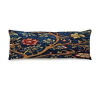 WSDESDEC Elegant Body Pillow Case Cover with Zipper 20x54in Navy Blue Floral Boho Farmhouse Decor Lumbar Throw Pillow Cover Botanical Tropical Leaf Pillows Cover for Gallery Office Living Room