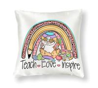 WSDESDEC Elegant Outdoor Pillow Covers 18x18in Teach Love Inspire Decoration Decorative Cushion Cases Bunny Silk Throw Pillows Cases for Outdoor Chair Indoors