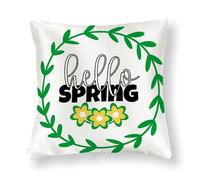 WSDESDEC Hello Spring Breathable Pillow Cover Farmhouse Bed Pillow Cushion Case Bunny Square Silk Pillowcases for Home Decor Garden Playroom Sofa 18x18in