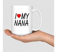 WSDESDEC I Love My Nana Accent Mugs Valentines Love Word Ceramic Coffee Cup Funny Exercise White Glossy Mug Birthday Festival Gift for Kids Grandparents 15oz