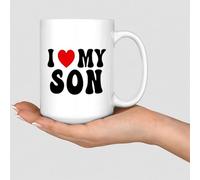 WSDESDEC I Love My Son Coffee Tea Mug Anniversary Wedding Engagement Ceramic Tea Cup Funny Exercise White Glossy Mug Valentine’s Day Graduation Gift for Girlfriend Ladies 15oz