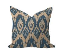 WSDESDEC Ikat Blue Breathable Throw Pillow Covers Modern Outside Pillow Cushion Case Boho Moorish Style Accent Square Cotton Linen Pillowcases for Home Decor Gallery Indoors Hotel 16x16in