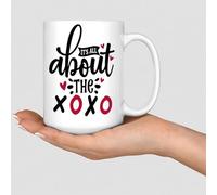 WSDESDEC It's All About The XOXO Coffee Mugs 15oz Personalised Coffee Tea Cups Stocking Stuffer for Dad Mom Friend Ceramic White