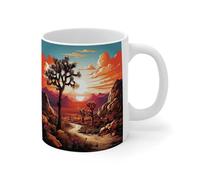 WSDESDEC Joshua Tree National Park Coffee Tea Mug Mountain Landscape Ceramic Coffee Cup Funny Workout White Glossy Mug Mothers Day Thanksgiving Gift for Mommy Uncle 11oz