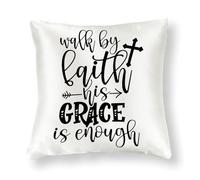 WSDESDEC Modern Pillow Cover 26x26in Easter Walk by Faith His Grace Is Enough Farmhouse Decor Comfortable Pillowcases Bunny Silk Pillows Case for Bed Playroom Car