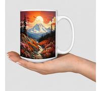 WSDESDEC Mount Rainier' National Park Mug Mountain Landscape Ceramic Coffee Cups Funny Kitchen White Glossy Mug Mothers Day Fathers Day Birthday Gift for Grandad Unisex 15oz