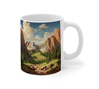 WSDESDEC Mount Rushmore National Memorial Coffee Mug 11oz Mountain Landscape Novelty Coffee Tea Cups Mom Grandmother Birthday Gifts Ceramic White