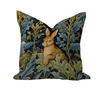 WSDESDEC Rabbit Forest Hares in Wood Bunny Solid Throw Pillow Covers Modern Home Pillow Cushion Case Inspired Art Woodland Square Cotton Linen Pillowcases for Home Decor Playroom Sofa Bench 16x16in
