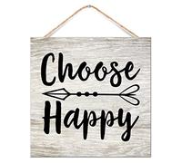 WSDESDEC Religious Quote Choose Happy Wooden Sign Farmhouse Rustic Wood Plaque Farmhouse Rustic Wall Decor Sign for Bathroom Kitchen Nursery Decor Housewarming Gifts 12x12in