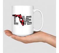 WSDESDEC Valentine's Day Love Florida Coffee Mugs Cups Red Black and White USA State Ceramic Coffee Cup Funny Housewarming White Glossy Mug Mothers Day New Year Gift for Grandpa Retirement 15oz