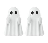 WSDFTQ 2 PCS White Ghost Ornaments, Ghosts of Halloween, Funny Middle Finger Decor, Spooky Home and Office Decor, 8 cm Figurines, Mini Ghosts Scary Ghost Figurines