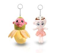 WSDFTQ 2PCS Italian Brainrot Plush, Ballerina Cappuccino Toy, 18cm Coffee Lady & 15cm Banana Monkey, Viral Meme Collectibles for Backpack Decor and Gifts