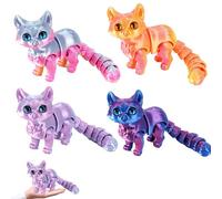 WSDFTQ 4 PCS 3D Printed Cat, 12 cm 3D Printed Animals, 3D Printed Toys, Detailed Collectible Figures, Movable Parts for Dynamic Display, Ideal for Home and Office Decor