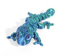 WSDFTQ Chameleon, 3D Printed Gecko Toy, 14cm Silk Blue-Green 3D Printed Animals, 3D Printed Lizard, Gecko Wall Climber Toy, Stress Relief and Interactive Desk Companion for Office and Home