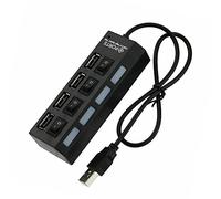 WSDMAVIS 1Pcs USB 2.0 HUB 4 Port with Individual Power ON/Off Switch High Speed HUB Adapter USB Power Hub Converter Data Splitter for PC Laptop (Black)