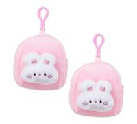 WSDMAVIS 2Pcs Kawaii Bunny Plush Keychain Versatile Mini Wallet Purse Charm for Handbags Cartoon Rabbit Earphone Storage Pouch for Women