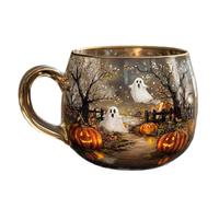 Wsdsgz 200ml Painted Glass Mugs with Festival Halloween Design Dishwasher Safe Party Tableware for Daily Use Painted