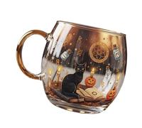Wsdsgz 200ml Painted Glass Mugs with Festival Halloween Design Dishwasher Safe Party Tableware for Daily Use Painted
