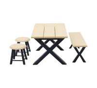 Wsdsgz 4Pieces Realistic Miniature Dollhouses Furniture Set with Long Table Stool for Creative Camping Play Scene Display Collectible Dollhouses Chairs and Stool