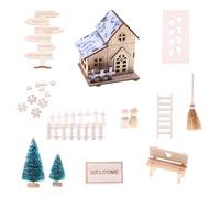 Wsdsgz Christmas Theme Wood Doll House Building Set Includes Accessories and Energy Efficient LED Light for Children Room Decors Christmas Doll House Kits with LED