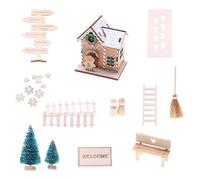Wsdsgz Christmas Theme Wood Doll House Building Set Includes Accessories and Energy Efficient LED Light for Children Room Decors Christmas Doll House Kits with LED
