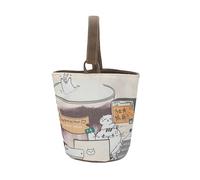 Wsdsgz Cute Cartoon Print Canvas Bag Practical Single Shoulder Large Capacity Casual Bucket Handbag Purse for Women Girls Versatiles Bucket