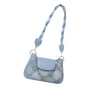 Wsdsgz Elegant Minimalists Square Shoulder Bag with Chain for Daily Use Ladies PU Leather Braided Strap Underarm Handbag Purse Sophisticated Chain Decors Bag