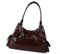 Wsdsgz Fashionable Korean Underarm Bag Motorcycle Theme Love Accent Handle Soft PU Multi Compartment Organization Daily Use Essential Stylish Daily Commute Shoulder Bag