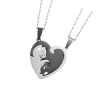 Wsdsgz Kitten Pendant Couple Necklace Splicing Design Metal Steel Jewelry Her Him Anniversary Wedding Day Love Kitten Pendant Jewelry Gift