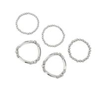 Wsdsgz Stackable Textured Metal Bracelets Set of 5 Adjustable Handmade Jewelry for Women Adjustable Beaded Set