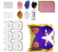 Wsdsgz Therians With Furs Eye Mesh DIYS Blanks White Paper Half Face To Paint Cats Nask For Halloween Cosplay Party Costume