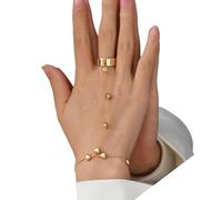 Wsdsgz Trendy Real Gold Plated Zincs Alloy Hand Chain with Adjustable Length Stylish Accessory for Everyday Wear Trendy Gold Bracelets for Women