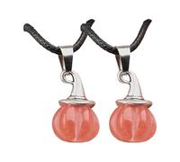 Wsdsgz Unisex Halloween Jewelry Black Cord Necklace With Pumpkin Witch Hat Charm And Natural Agate Stone Handmade Accessory Agate Halloween Necklace