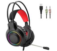 Wsdsgz Wireds Over Ear Headphones With Glowing LED Lights 40mm Composite Diaphragm Driver Ergonomic Protein Leather Cushions Flexible Two Suspension Headbeam Lightweight Adjustable Gaming Headphones