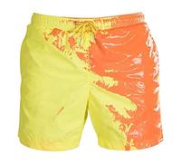 Wsedper Color Changing Shorts, Men's Sports Quick Dry Temperature Sensitive Color Changing Swim Trunks, Yellow to Orange, Large