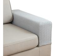 Wsetyy 2Pcs Jacquard Sofa Armrest Cover Grey, Boucle Protectors Armchair Covers for Arms, Sofa Arm Covers Slipcover Non-slip, for Couches Loveseat Recliner (Light Grey)
