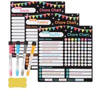 Wsetyy 3PCS Magnetic Chores Chart for Kids, Reusable Behaviour Charts for Children with 4 Markers and 1 Eraser, Fridge Chores Board for family