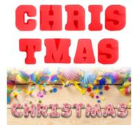 Wsetyy 5Pcs Christmas Silicone Moulds, 3D Letter Cake Moulds Alphabet, Baking Mould Letter Cake Tin, for Xmas Mousse Jelly Chocolate Baking, Christmas Party Decoration (CHRISTMAS-9pcs)