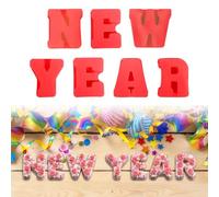 Wsetyy 5Pcs Christmas Silicone Moulds, 3D Letter Cake Moulds Alphabet, Baking Mould Letter Cake Tin, for Xmas Mousse Jelly Chocolate Baking, Christmas Party Decoration (New YEAR-7pcs)