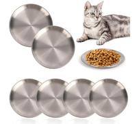Wsetyy 6Pcs Stainless Steel Cat Food Bowls, Whisker Fatigue Cat Dishes, Wide Cat Plate Bowls Shallow Food Bowl for Cats, Kittens & Puppies (Sliver, 14cm, 6pcs)