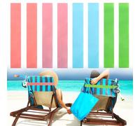 Wsetyy 8Pcs Beach Towel Bands for Sun Loungers, Sunbed Towel Bands for Beach Chair Cruise, Elastic Towel Holder Strapes Clips 2*(Orange+Pale Pink+Pale Blue+Green, 0.4mm Thick)