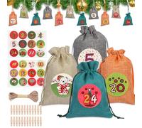 Wsetyy Christmas Fabric Advent Calendar Reusable with 24 Pockets, Fillable Holiday Countdown Decor, Wall Hanging Home Decor
